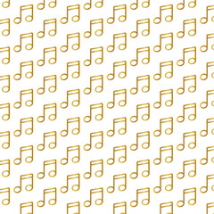 golden musical note pattern, gold music vector seamless pattern, Musical note pattern