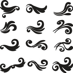 Swirly line curl patterns in black color