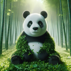 panda in bamboo forest