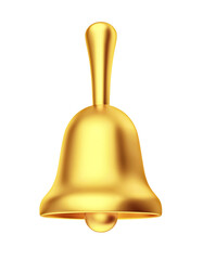 Golden bell isolated on white background. Clipping path included