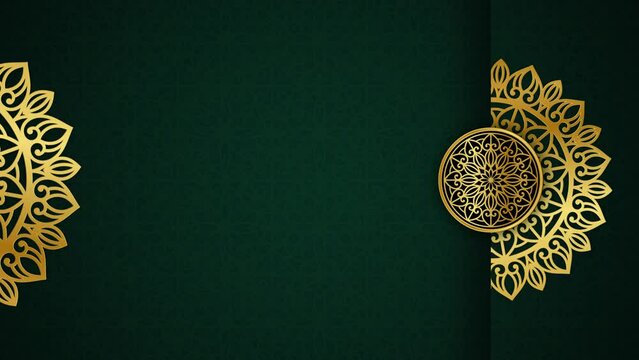 Luxury ornamental mandala design background	,Gold and blue paper mandala ornament background looping smoothly, arabic islamic style for any purpose. Abstract digital gold color mandala footage. Floral