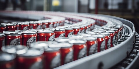 Automated Beverage Can Production Line. Generative ai - obrazy, fototapety, plakaty