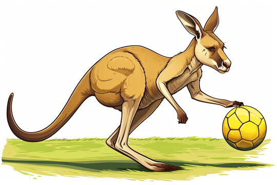 cartoon kangaroo playing ball