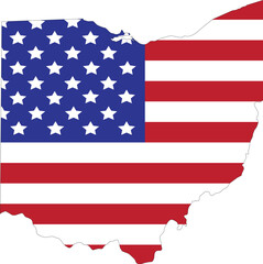 Fototapeta premium Map of US federal state of Ohio with the flag of the United States of America