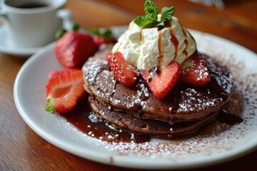The Fluffy Temptation A Tantalizing Chocolate Pancake Emerges with Irresistible Fluffiness