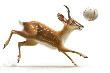 cartoon muntjac play ball