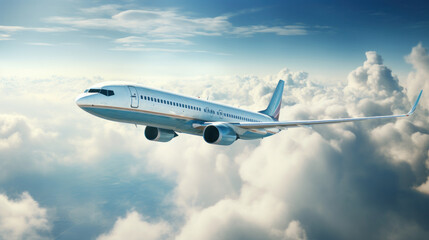 Fototapeta na wymiar Commercial Airplane Ascending Through Clouds