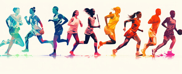 Colorful Runners in Motion Illustration
