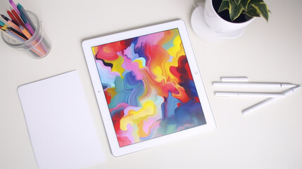 Colorful Digital Art Display on Tablet Screen