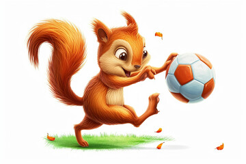 cartoon squirrel playing ball