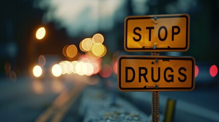 Drug addict, drug cessation, say stop to drugs, rehab, cleansing, healthy lifestyle - obrazy, fototapety, plakaty