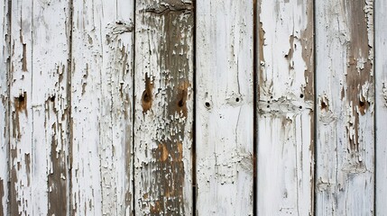 Old white painted peeling wooden wall. Created with Generative Ai technology.