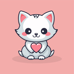 Obraz na płótnie Canvas cute valentine cat vector illustration
