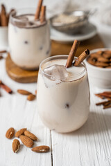 Horchata drink - traditional mexican rice based drink with cinnamon and almonds