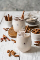 Horchata drink - traditional mexican rice based drink with cinnamon and almonds