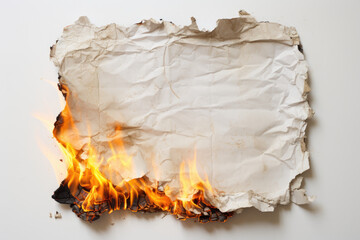 burnt paper on fire