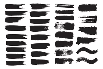 Deurstickers Grunge black paint set, Ink brush strokes collection. Brushes, lines, brush, strokes, grunge, dirty, backdrop. Grunge backgrounds - stock vector illustrations. © Lisa_Wang