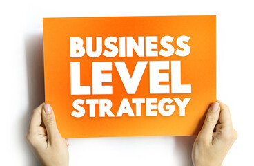 Business Level Strategy - examine how firms compete in a given industry, text concept on card