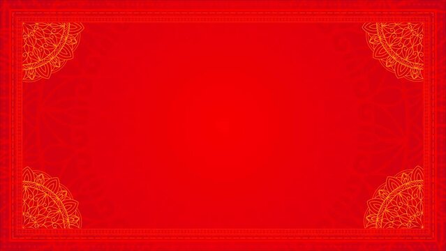 Luxury Background with Gold Mandala Rotating. Elegant Wedding Invitation Card Background with Red Background for Yoga, Wedding, and Ramadan.