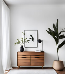 minimalist-modern-style-white-curtain-white-interior-wooden-chest-of-drawers-small-frames-mode