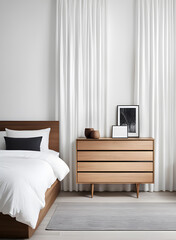 minimalist-modern-style-white-curtain-white-interior-wooden-chest-of-drawers-small-frames-mode