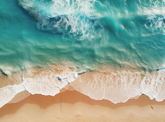 Serenity at Seaside: A Tranquil Aerial View of a Turquoise Blue Tropical Beach.