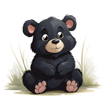 Cute cartoon black bear
