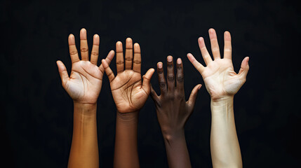 hand of different people with different skin colour