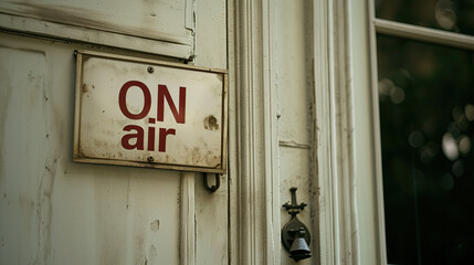 door with "on air " sign