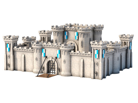 Middle ages castle, medieval fortress 3d rendering