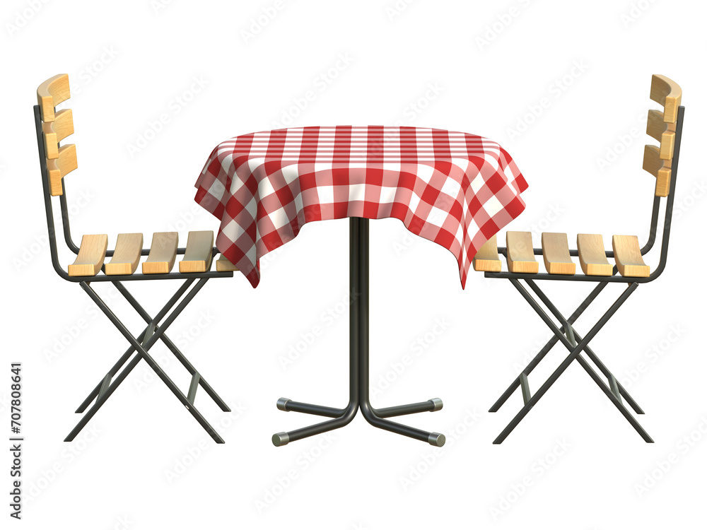 Fototapete table and two chairs isolated from the background 3d rendering