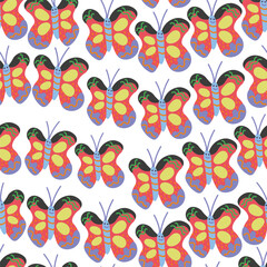 seamless pattern with butterfly in vector. butterfly for prints and design. animals for kids in flat style. Template for design, print, background, packaging, book, wrapping paper, fabric.