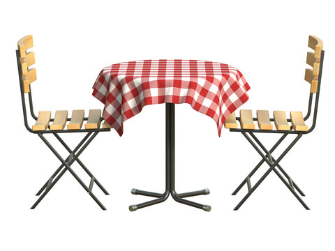 Table and two chairs isolated from the  background 3d rendering