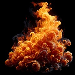 Fire flames on black background