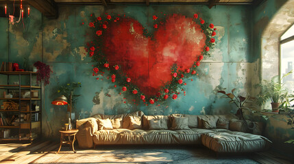 Valentine's Day interior room