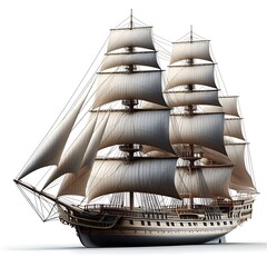 luxury sailing ship on isolated white background - obrazy, fototapety, plakaty
