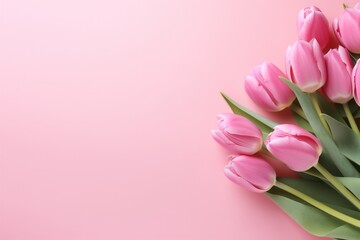 Obraz premium Pink background with tulips