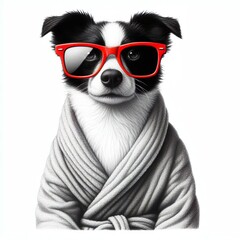 Animal with glasses, dog with glasses, bathroom art, bathroom decor, dog portrait, pet portrait, dog, puppy, dog print, dog decor, animal print, printable art, pet print, animal wall art, dog art