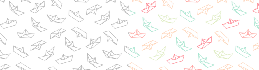 Foto auf Acrylglas origami paperfold boat paper seamless pattern bacgkround colorful and black © izzul fikry (ijjul)