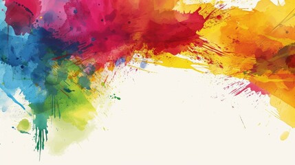 Abstract colorful watercolor paint splash on white paper background