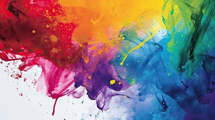 Abstract watercolor background with multicolored splashes of paint