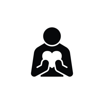 Your self care icon. Simple solid style. Love myself, hug, compassion, embrace my body, good and health life concept. Black silhouette, glyph symbol. Vector illustration isolated.