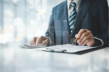 Investment and investment management concepts, business capital management for growth, graphs...