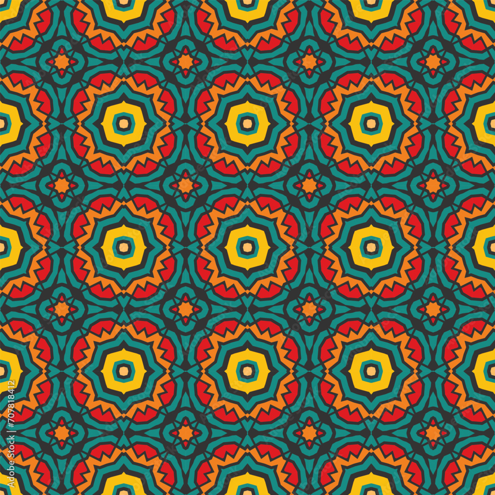 Poster seamless multi-colored pattern with a fabulous composition and original color palette. version no. 1