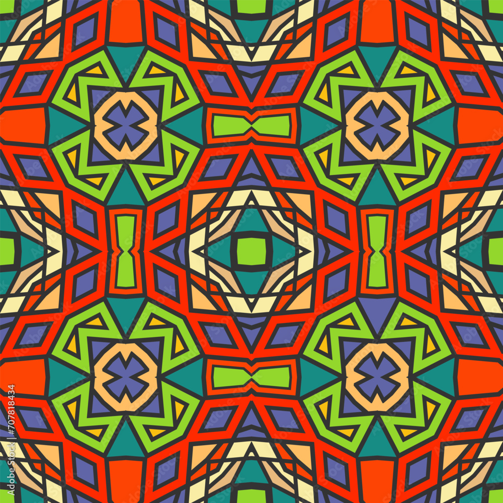 Poster seamless multi-colored pattern with a fabulous composition and original color palette. version no. 2