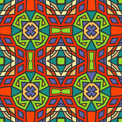 Seamless multi-colored pattern with a fabulous composition and original color palette. Version No. 2. Vector illustration