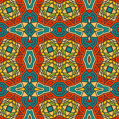 Seamless multi-colored pattern with a fabulous composition and original color palette. Version No. 3. Vector illustration