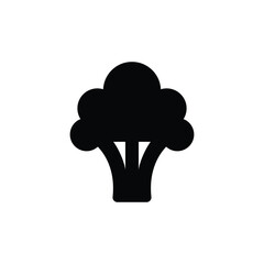 Broccoli icon. Simple solid style. Vegetable, plant, healthy, natural, organic, diet, fresh, food concept. Black silhouette, glyph symbol. Vector illustration isolated on white background.