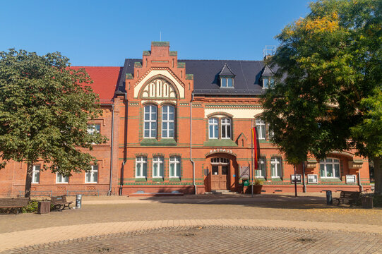 Genthin, Germany - September 9, 2023: Town hall (Rathaus) of Genthin.