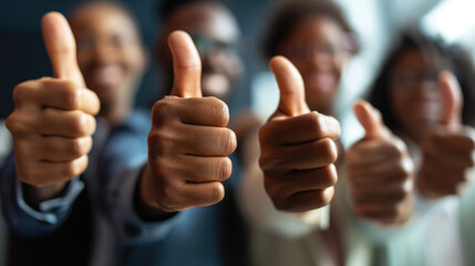 Group of people giving thumbs up towards the camera